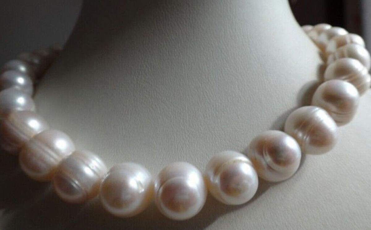 AAA NATURAL 12-14MM SOUTH SEA GENUINE WHITE BAROQUE PEARL NECKLACE 16-36 INCHES