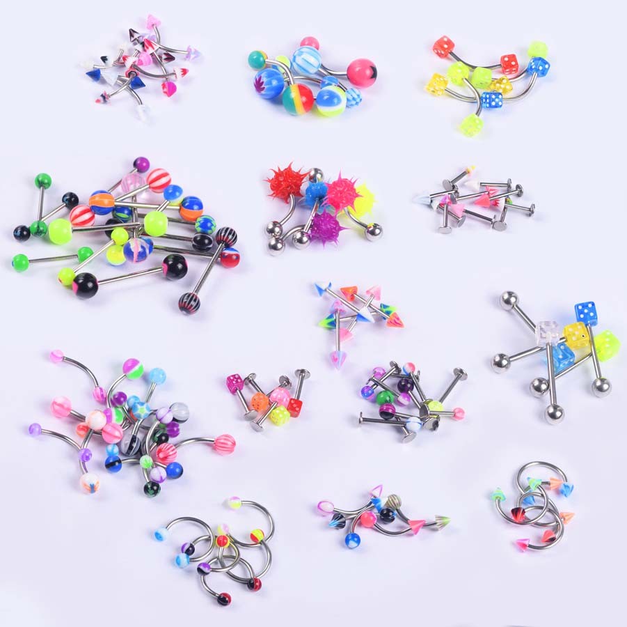 Wholesale Bulk lots Body Piercing Eyebrow Jewelry Belly Tongue Bar Ring 14G 16G
