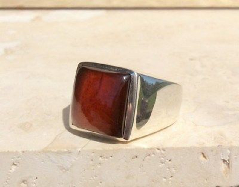 Solid 925 Sterling Silver Natural Red Carnelian Gemstone Gift Men’s Unisex Ring