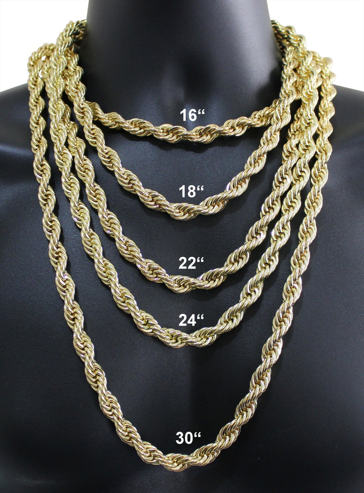 Mens 10mm Rope Chain 14k Gold Plated 16″-30″ Choker Hip Hop Jewelry Necklace
