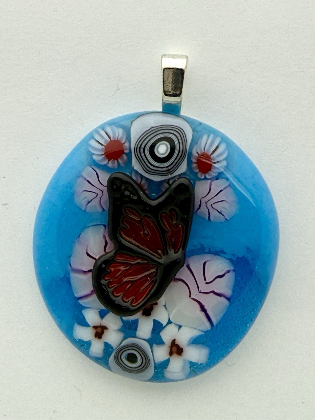 Art Glass Pendant Butterfly and Murrini