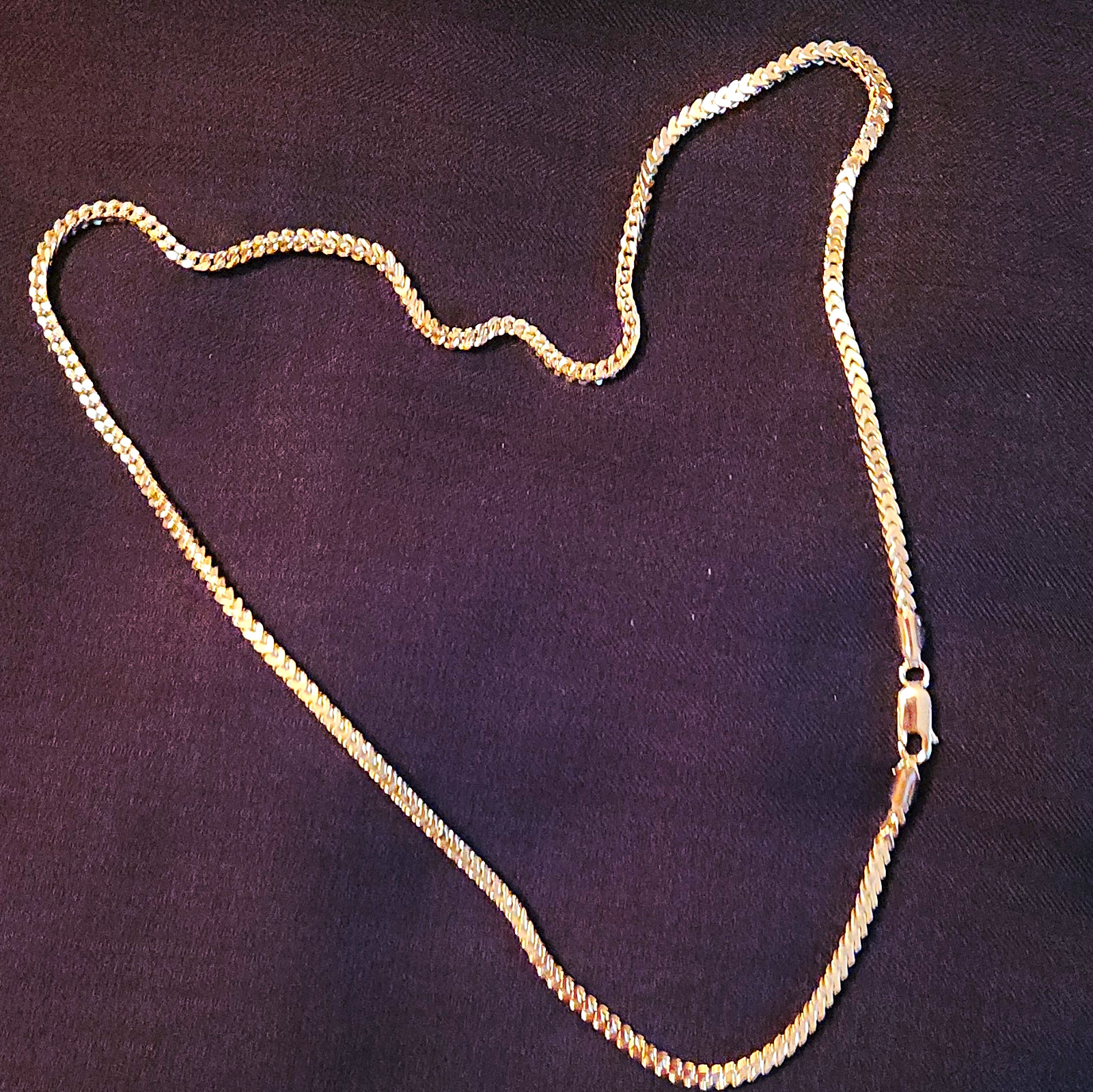 8G Sterling Silver 925 Franco Chain Necklace, Lobster Clasp, Signed 20″ 3mm