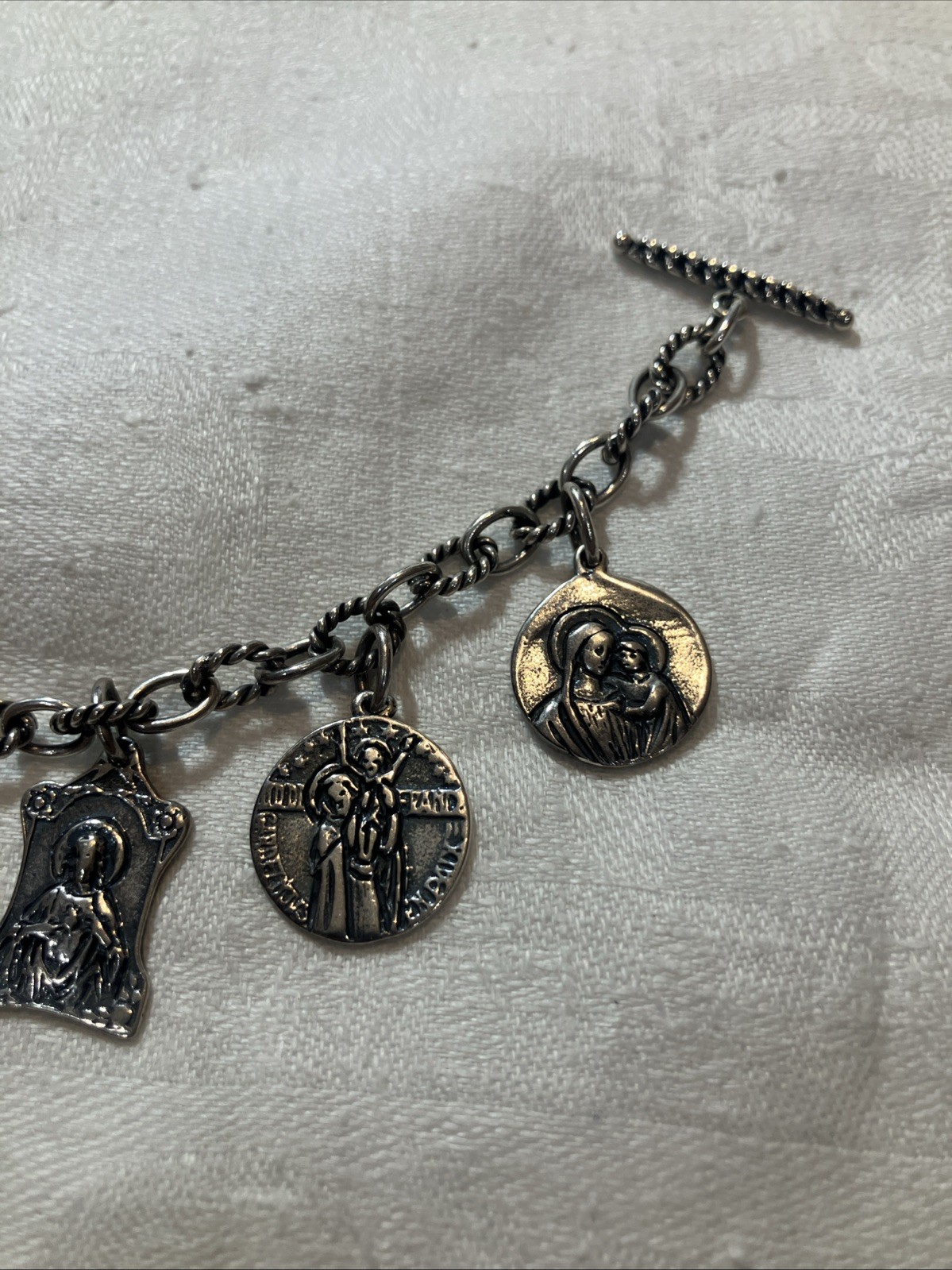 Beautiful Sterling Silver ATI Religious Catholicism Charm Bracelet