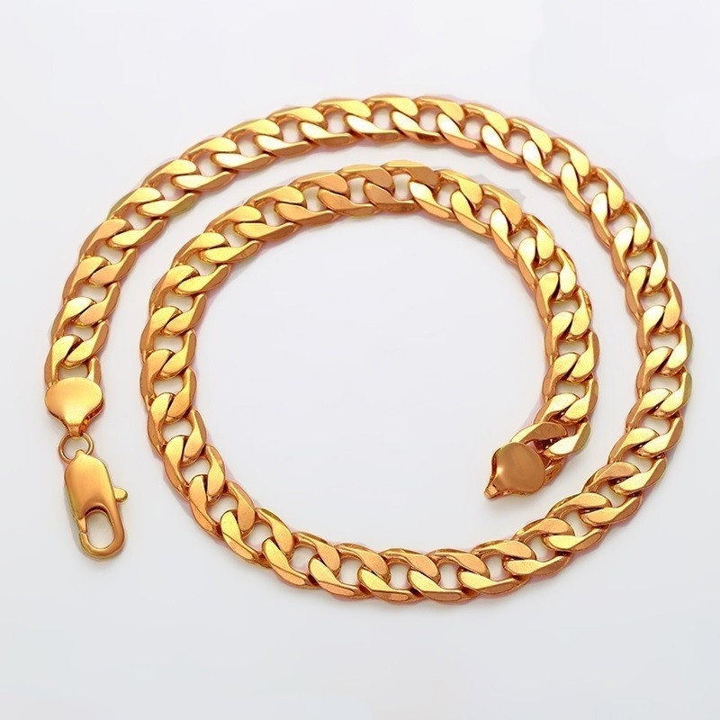Solid 18K Yellow Gold 20″ Wide 5mm Curb Link Chain Necklace