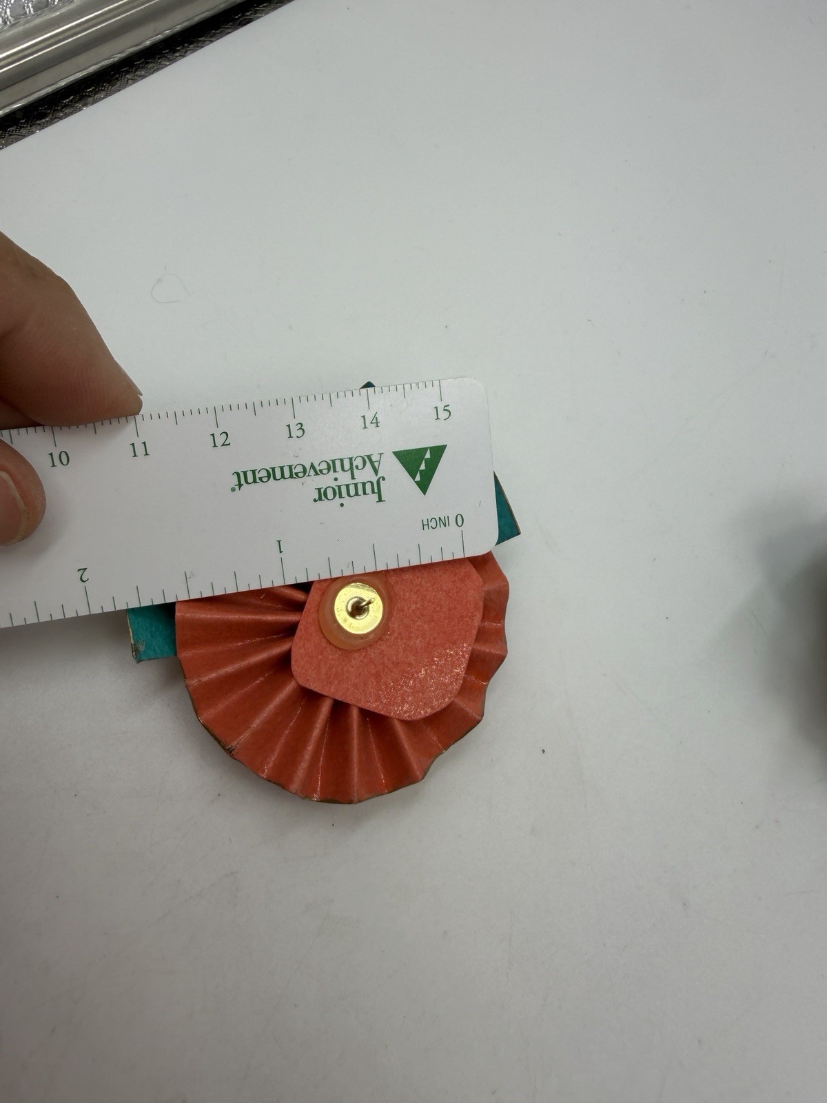 Vintage Earrings Paper Statement Large 80s Lightweight Blue Peach Fan Pierced