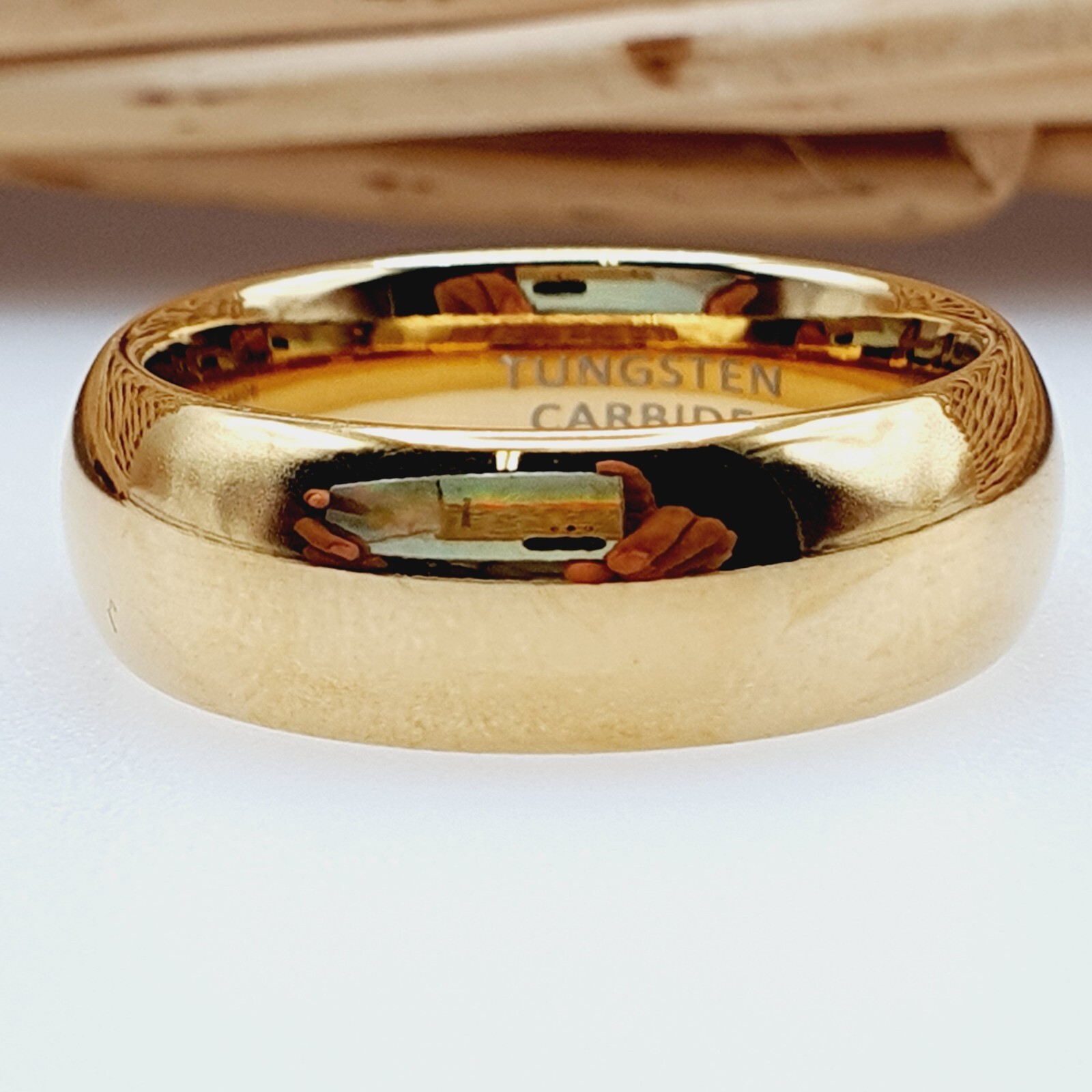 Gold Tungsten Ring Men’s Wedding Rings Comfort Fit Shiny Polished Band for Men