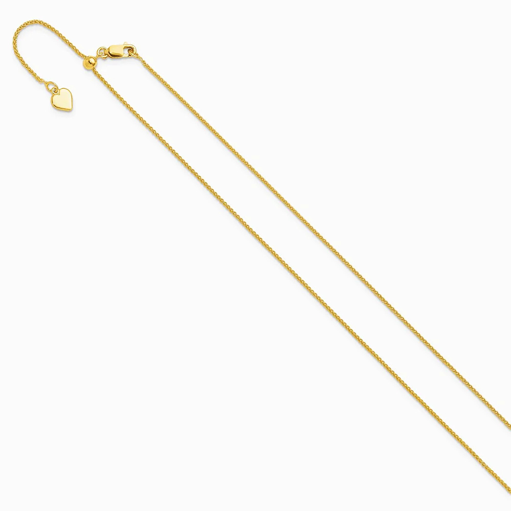 Sterling Silver Gold-Plated Adjustable 1mm Spiga Chain Necklace 22″-30″