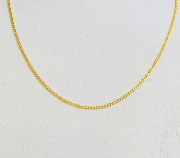 24K Solid Yellow Gold Miami Link Chain Necklace 3.78GM17Inches(.07×1.3mm