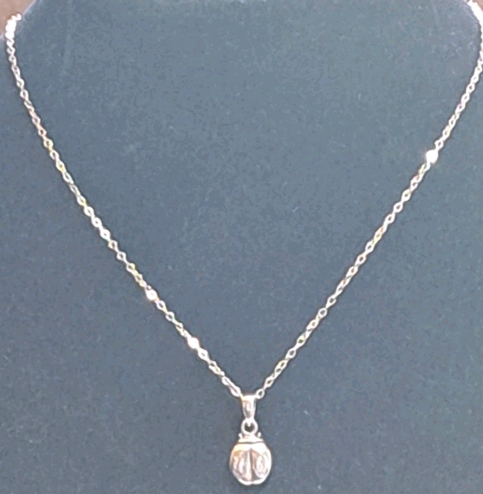 Ralph Lauren RL Signed Sterling Ladybug Pendant Choker Necklace 925 Silver 12″