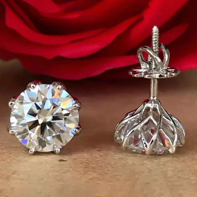 2Ct 925 Sterling Silver Round Cut Lab Created Diamond Round Womens Stud Earrings