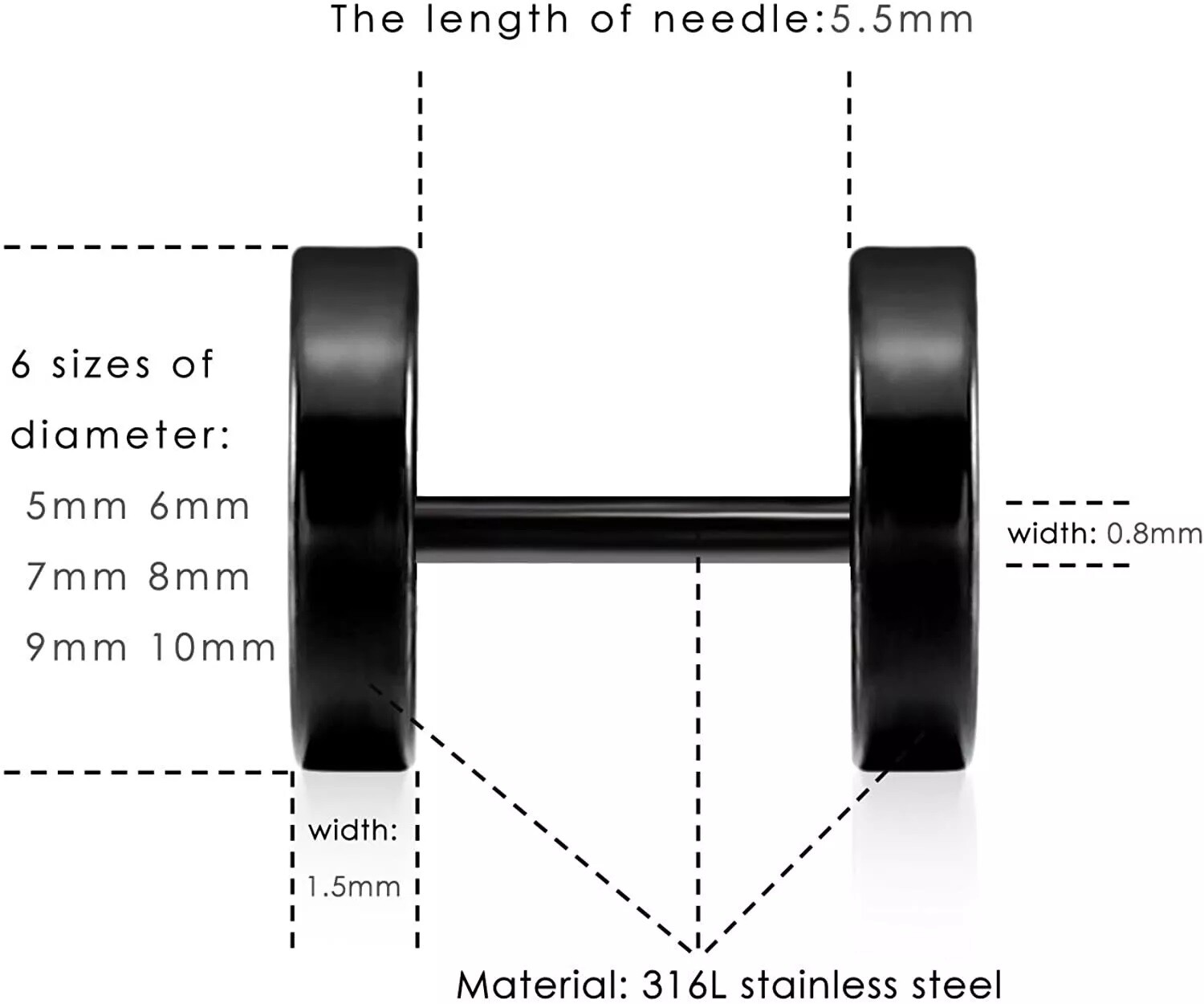 Stud Earrings for Men Women Ear Piercing Ear Plugs Tunnel Fake Gauge Earrings