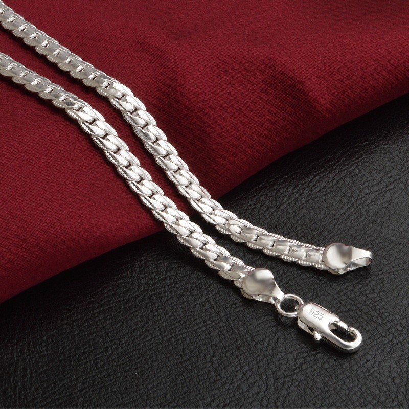 925 Sterling Solid Silver Chain Necklace Jewelry for Women Men Fashion Gift