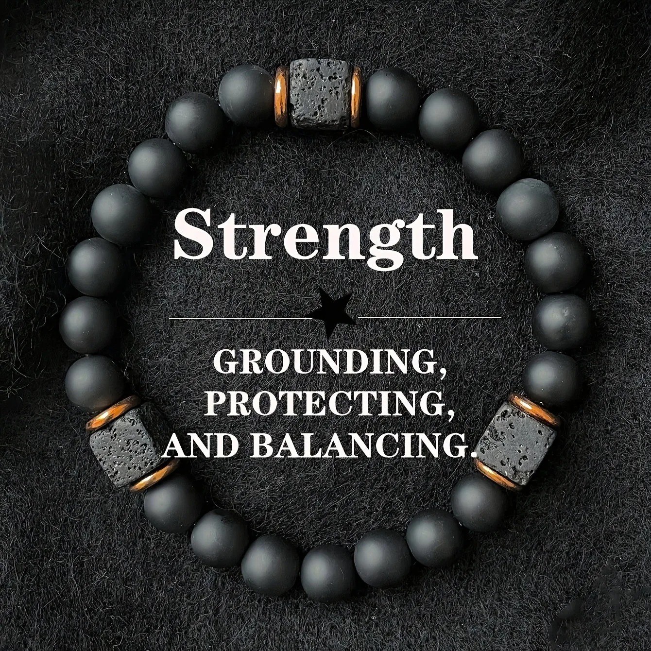 Elastic Volcanic Stone Bracelet Square Agate Jewelry Modern Men Magnetic Therapy