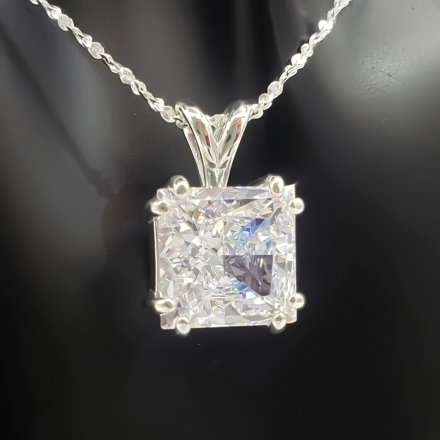 4.01 Ct Princess Cut Diamond Pendant 925 Silver Holiday Jewelry Gift