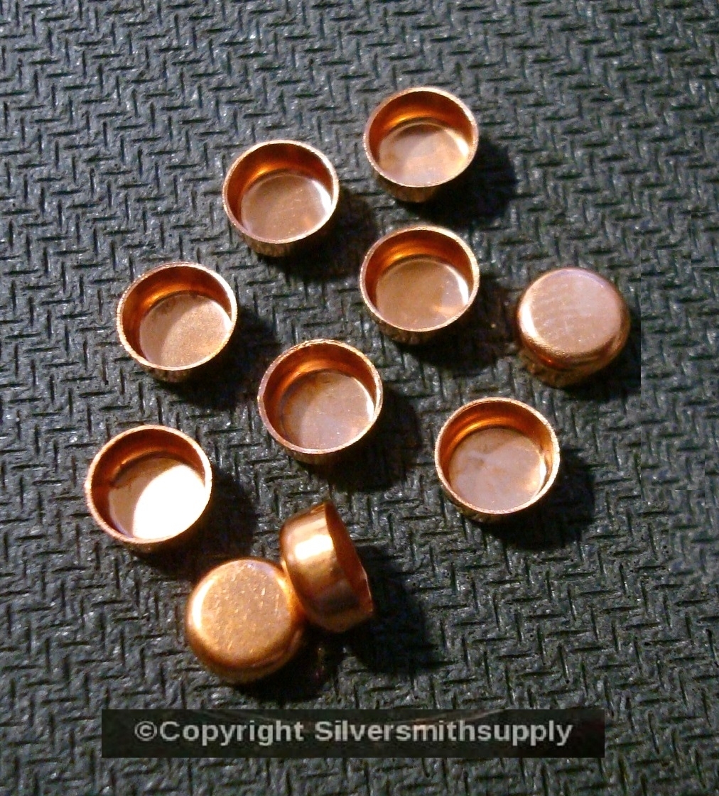 Bezel cups solid copper 6mm round machine made smooth edge 10 bezel cups BC015