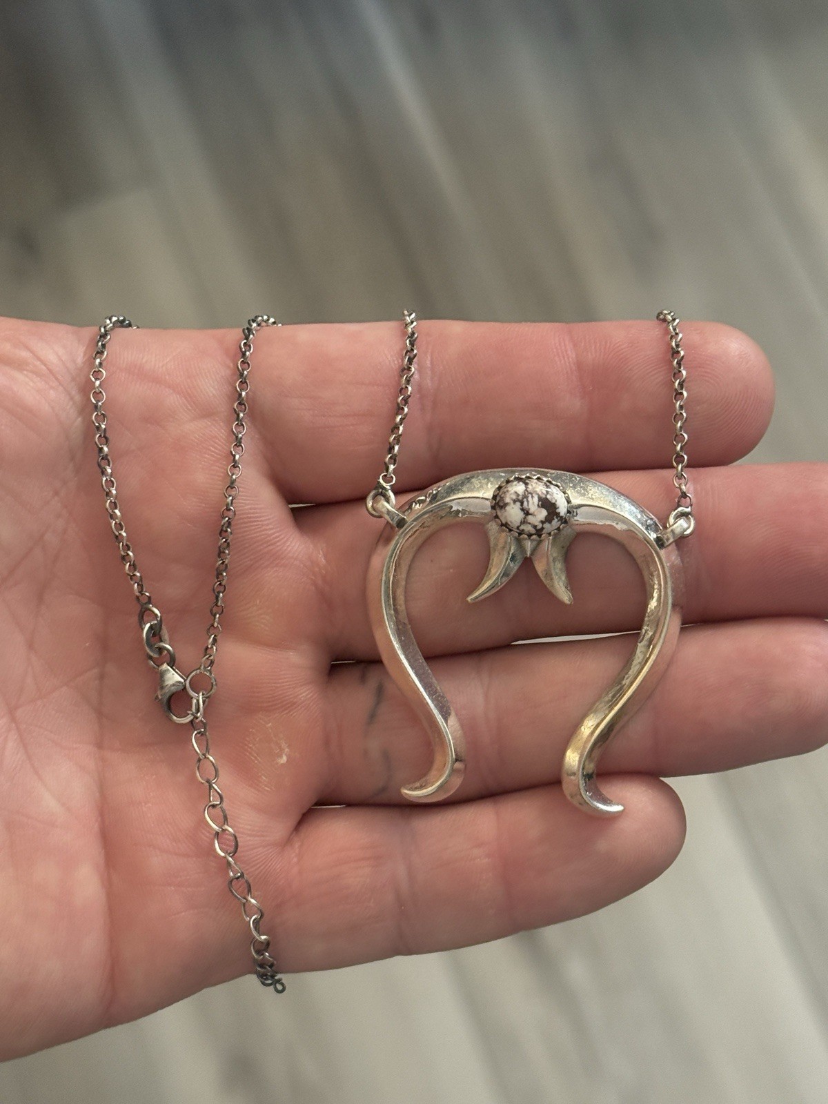 STERLING SILVER NATIVE AMERICAN SW WILD HORSE SOLID CAST NAJA NECKLACE ADJ .925