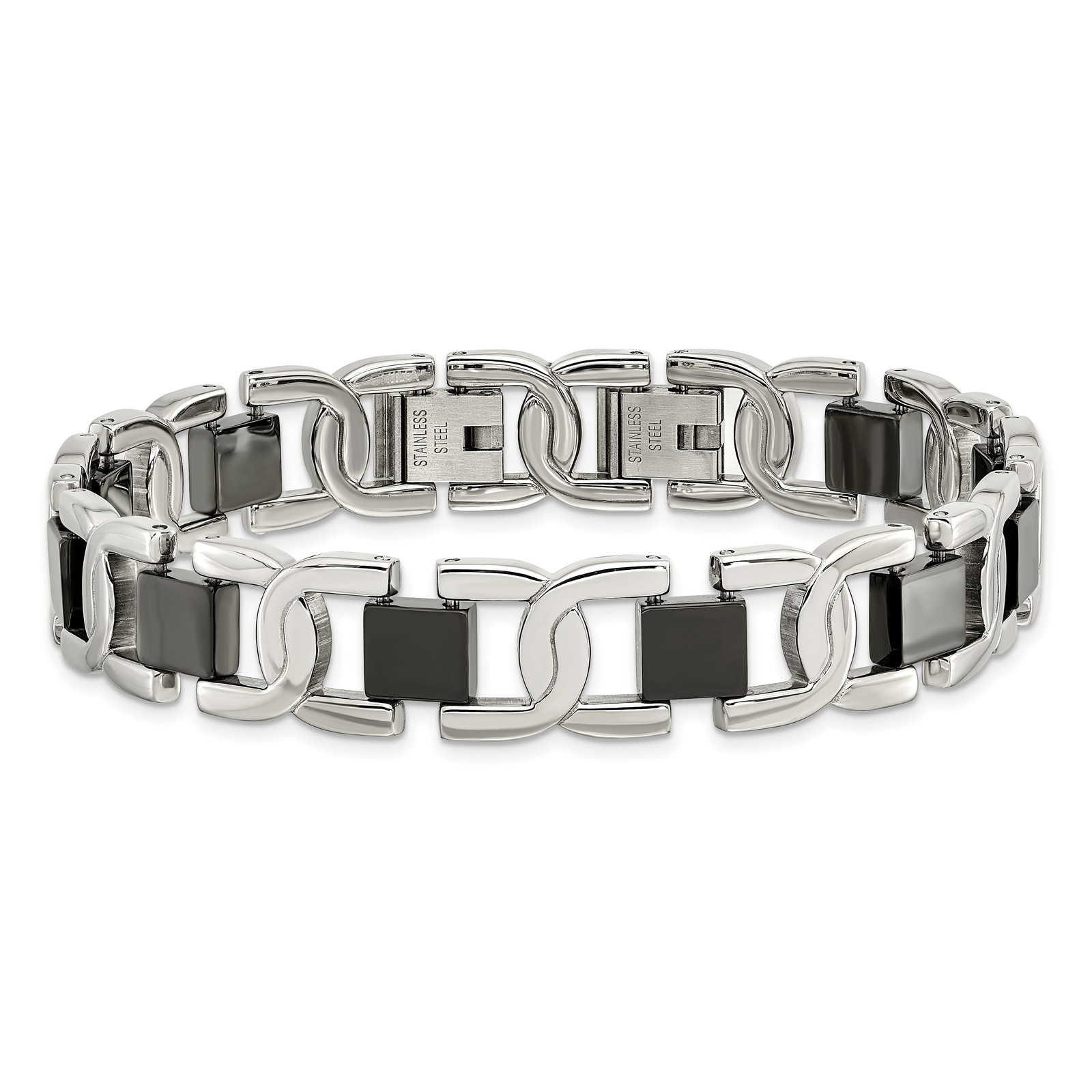 Chisel Stainless Steel Polished Black IP-plated 8 inch Fancy Link Bracelet SRB27