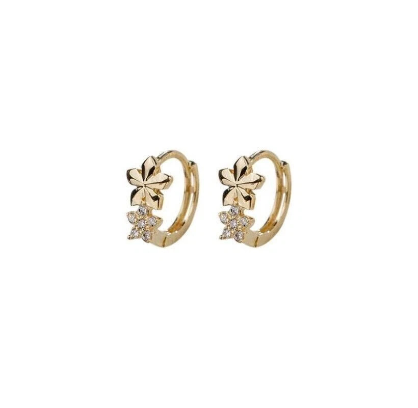 2.05 Ct Round Cut Simulated Diamond Hoop & Huggie Earring 14k Yellow Gold Plated