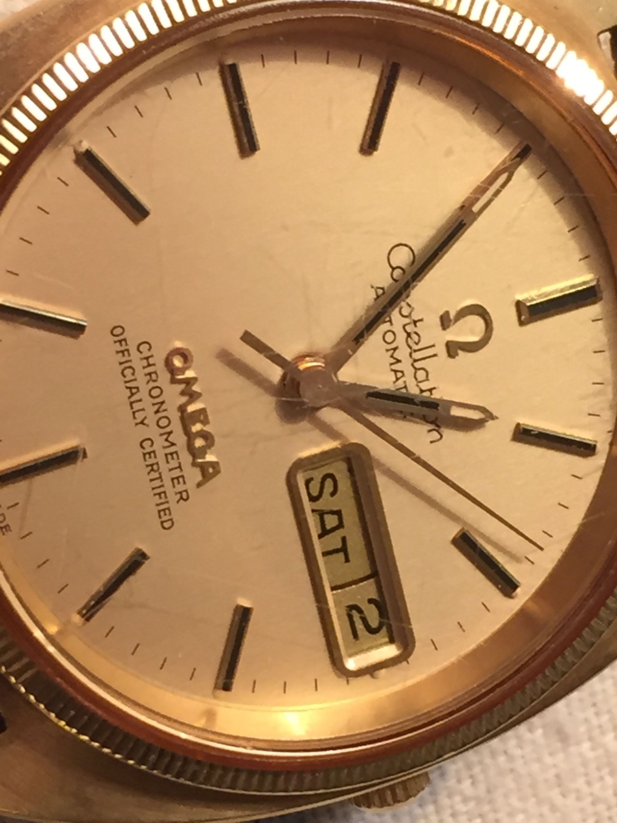 Omega Constellation Day/Date Gold Dial Vintage Watch