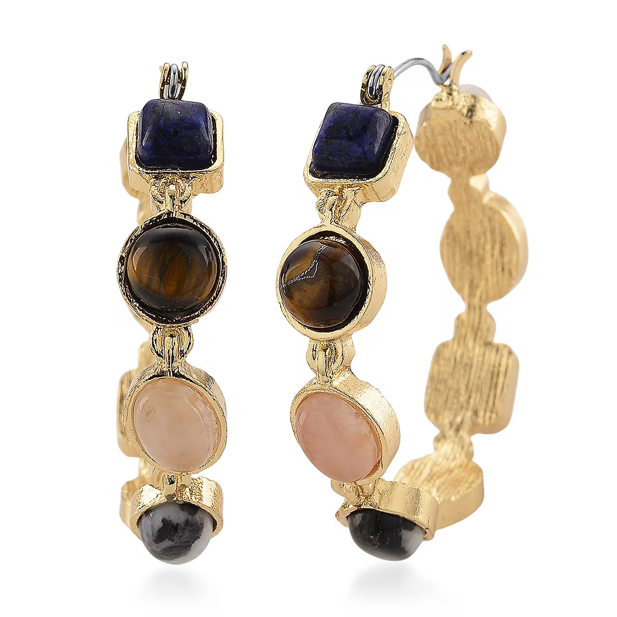 Multi Gemstone 50.00 ctw Hoop Earrings in Goldtone Christmas Gifts