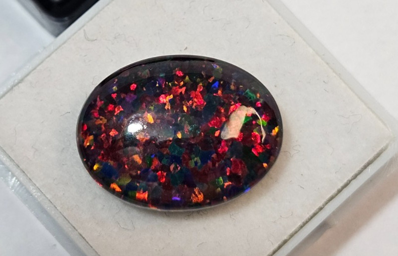 Australian Natural Black Fire Opal 6-7 Ct Oval Cabochon Loose Gemstone FR-084