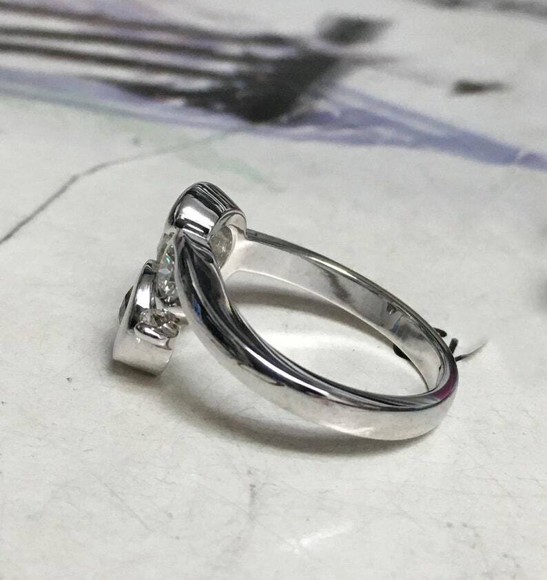 Unique Round Cut Moissanite Bubble Style Engagement Ring in 935 Argentium Silver