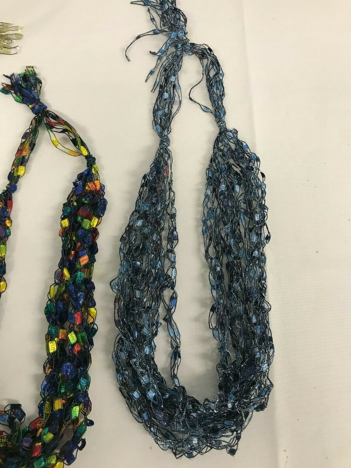 3 COLORFUL SILK MULTI-STRAND NECKLACES