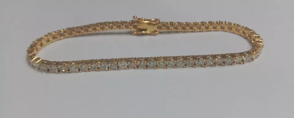 11Ct Round Cut Lab Created Diamond Tennis Bracelet 7.5″ 14K Yellow Gold Plated