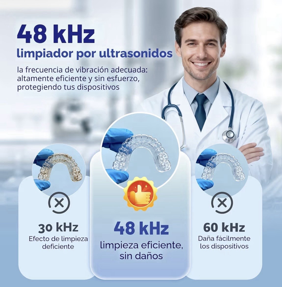 Portable Ultrasonic Retainer Cleaner 48kHz for Dentures, Aligners & Jewelry