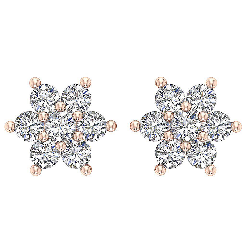 Flower Studs Earring VVS1 E 0.25 Carat Genuine Diamond 14K Yellow Gold Appraisal