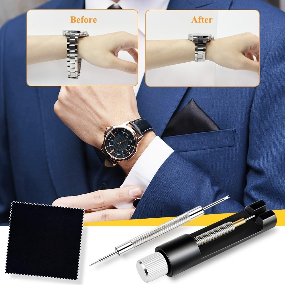 Watch Link Removal Tool Kit with Spring Bars and Cleaning Cloth