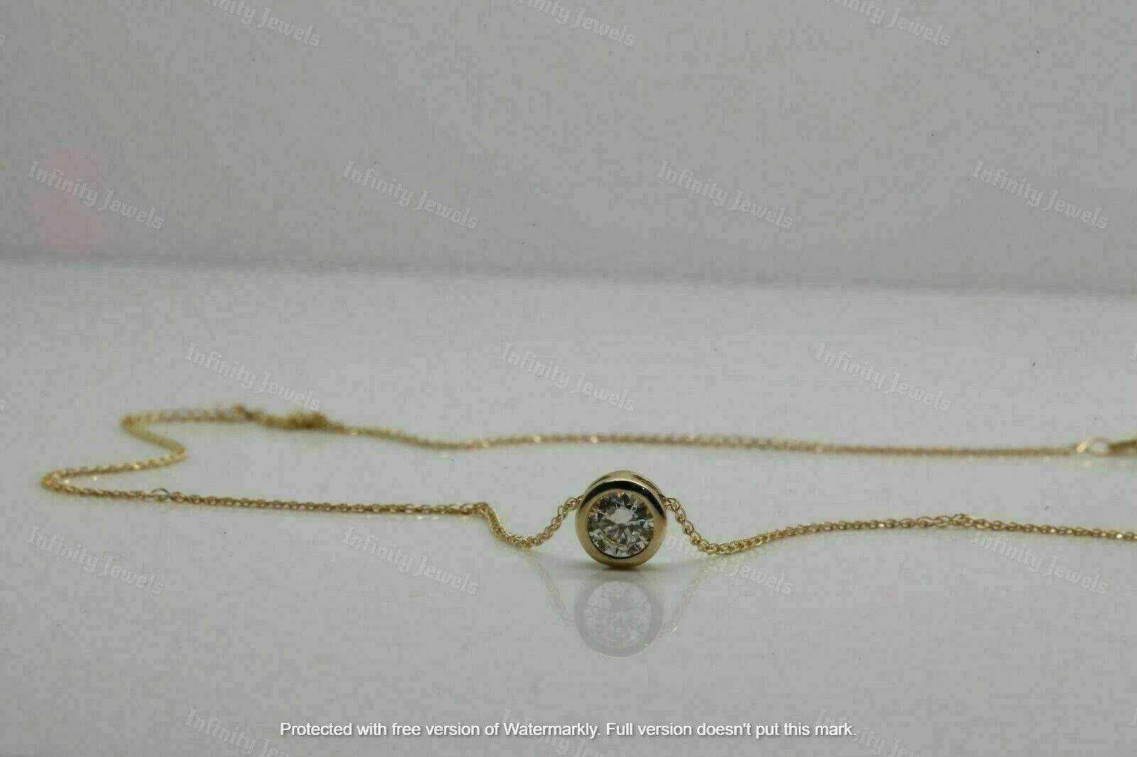2.00Ct Round Moissanite Solitaire Bezel Set Pendant Real 10K Yellow Gold