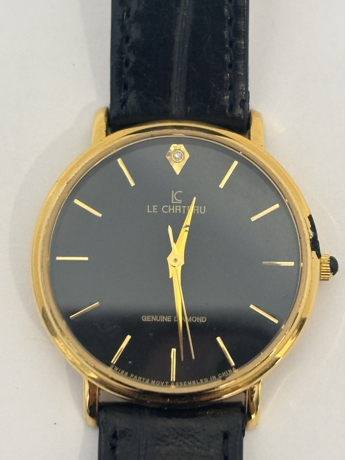 Vintage C. 1990s-2000s Le Chateau Men’s Diamond Accented 18K Gold Plated Watch