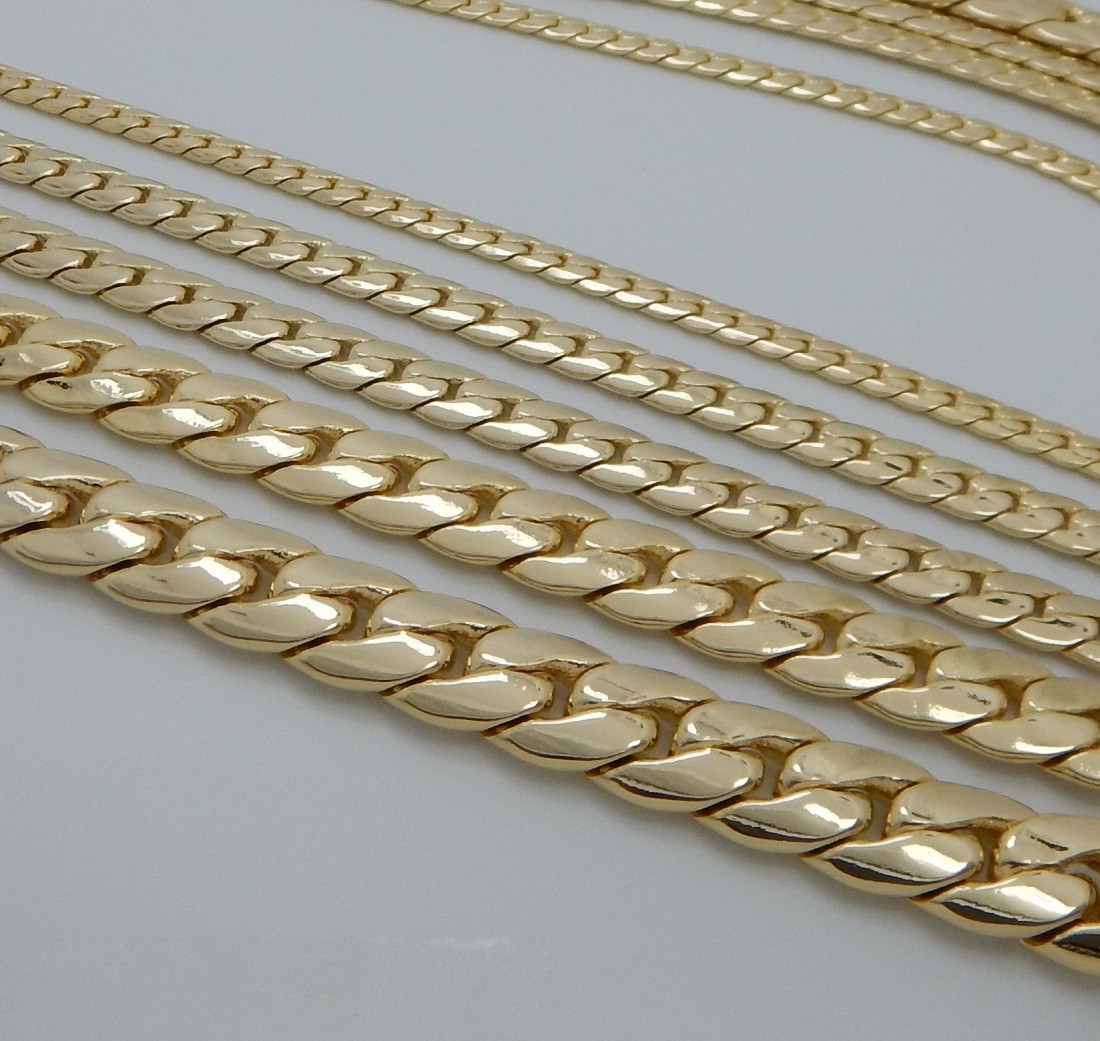 Mens Miami Cuban link Chain 8″ 9″ 20″ 22″ 24″ 26″ 30″ inch 14K Gold Plated