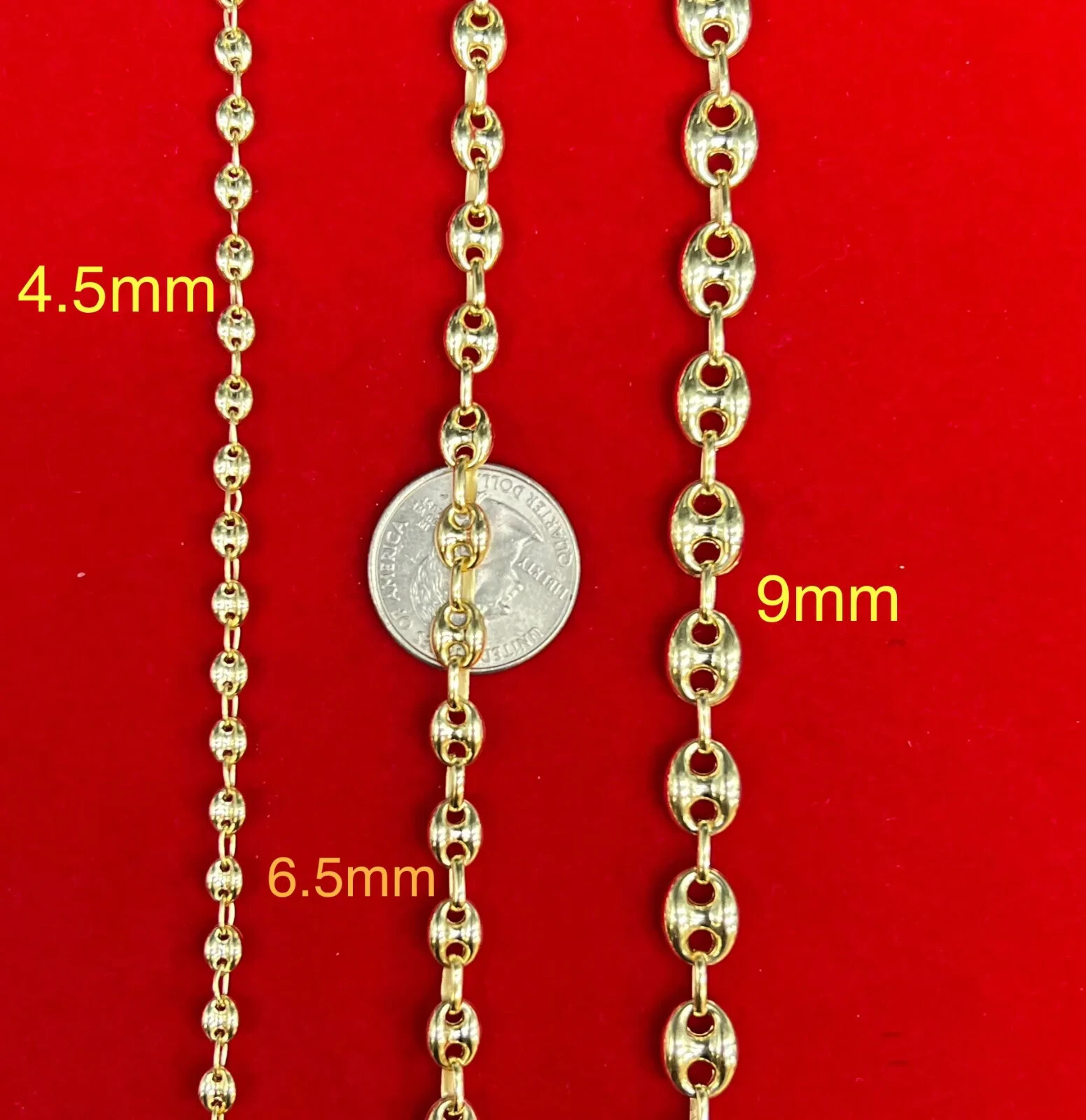 14K Real Gold Puffed Mariner Bracelet, 14K Gold 4.5mm – 9mm Puffed Mariner