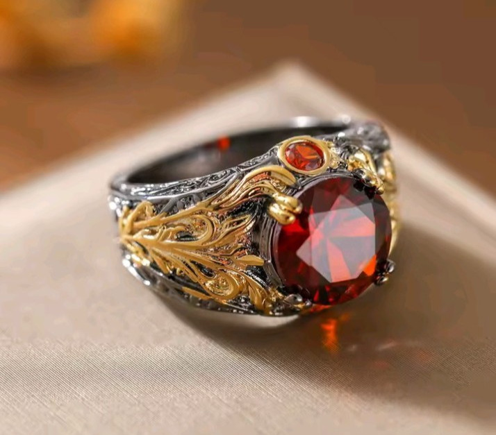 Enchanting Red Black Couple Ring His/Her Made for Lovers Valentine’s Day Edition