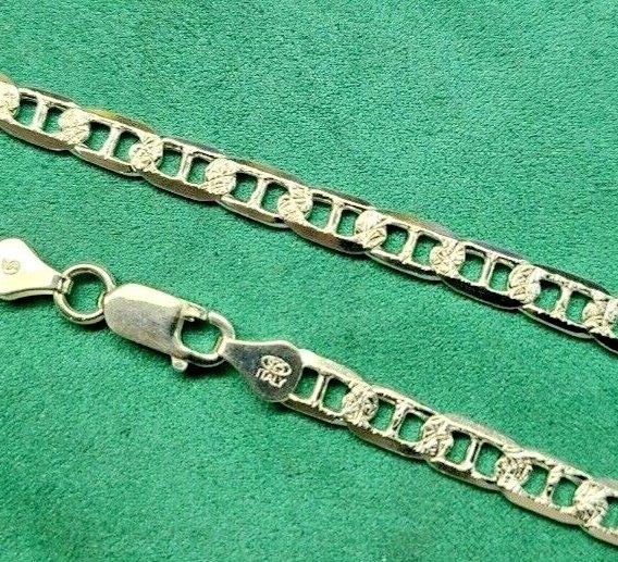 Sterling Silver D/C Flat Mariner Link Chain Necklace Bracelet 5.8 mm 7-30 inch