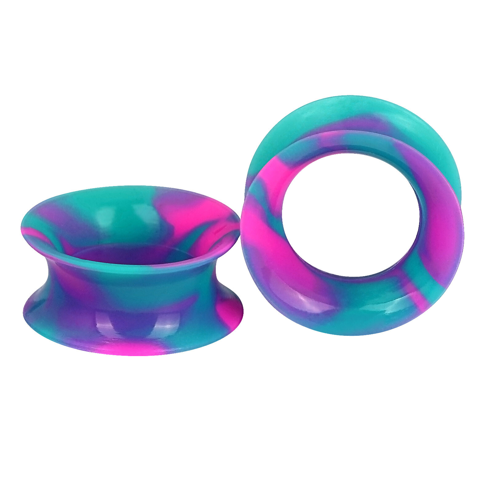 1Pair Colorful Soft Thin Silicone Double Flared Tunnels Ear Gauges Plugs Earskin