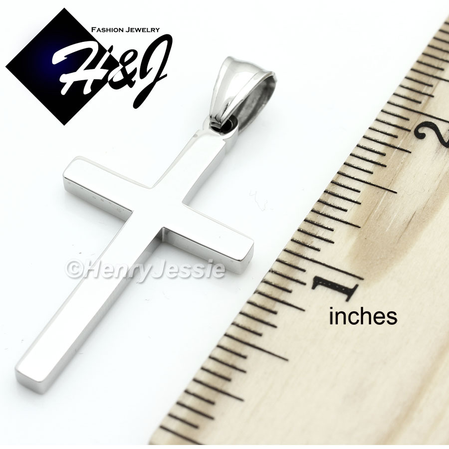 16-36″MEN Stainless Steel 2/3/4mm Silver Smooth Box Link Chain Cross Pendant*SP