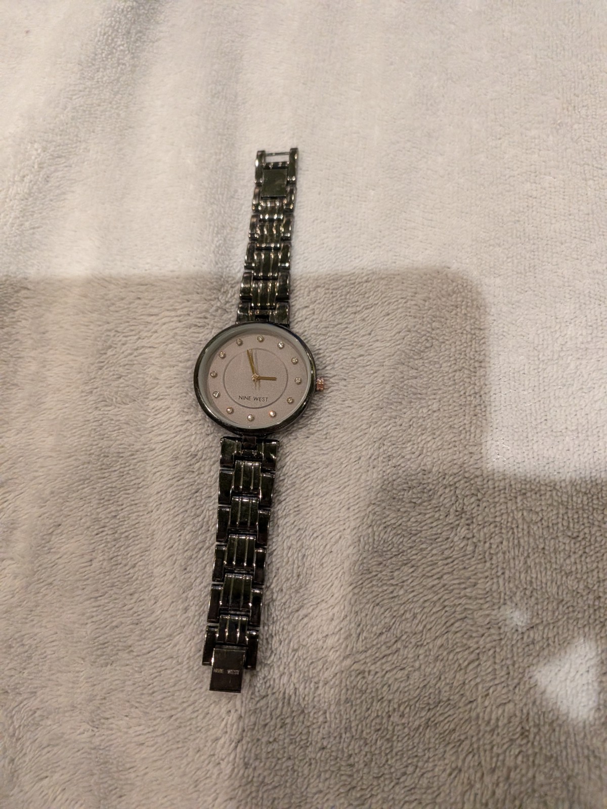 Nine West Dark Silver Ladies Bracelet Watch with Crystals