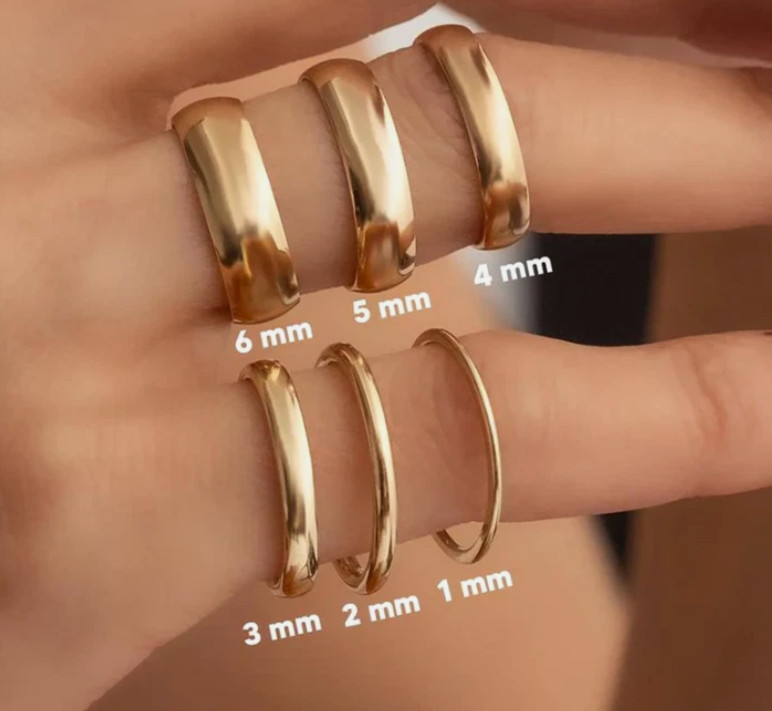Gold 1mm-2mm-3mm-4mm-5mm-6mm Thin Wedding Band Wedding Stacking Ring For Him/Her