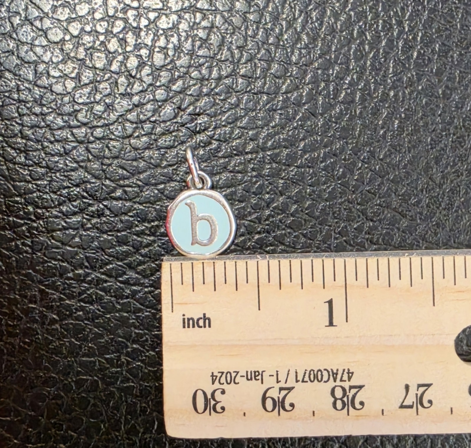 James Avery Sterling Silver Enamel Initial Disc Charm Light Blue letter “B”