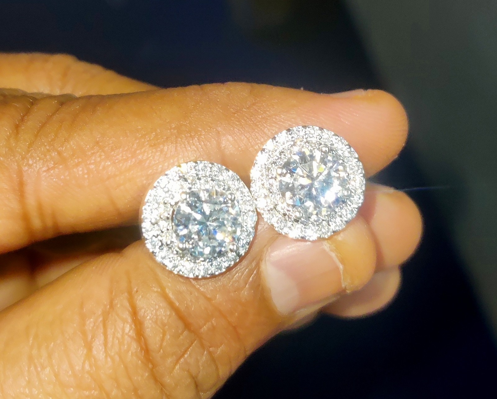 1.80Ct Round Cut Lab Created Diamond Halo Stud Earrings 14K White Gold Plated