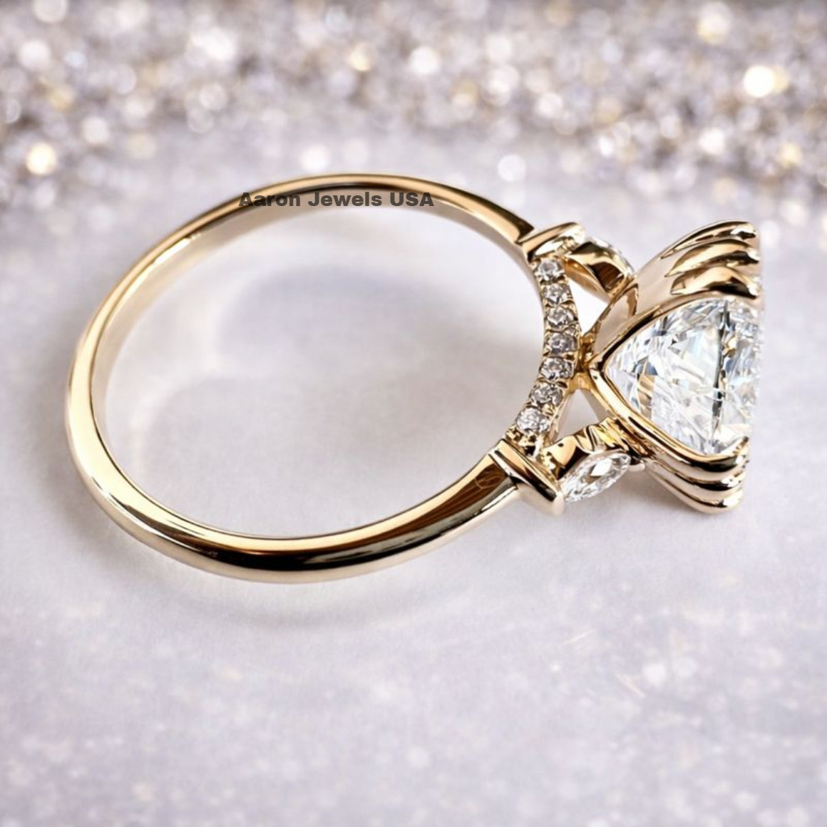 4.20 Ct Oval Cut Lab-Created Diamond Engagement Ring IGI F VS1 14K Yellow Gold