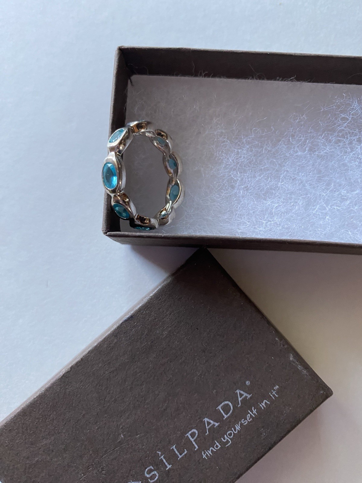 Silpada Northern Lights Ring w/ Round Blue Stone, Silver/Blue, Size 8