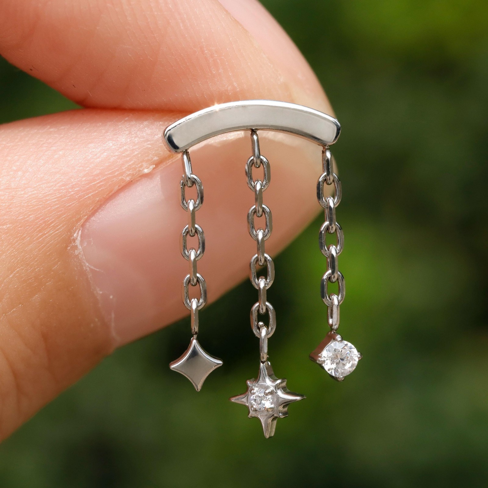 North Star Dangle Hidden Helix Threadless Earring