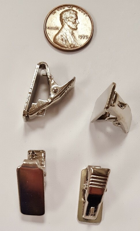 6 VINTAGE UNSET RECTANGLE PAD SILVER PLATED STRONG CLAMP CLIP FINDINGS N590