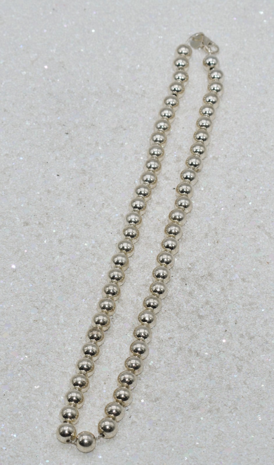 Sterling Silver Beads 7.9 mm Strand Necklace 18-3/4 inch 24.2 grams