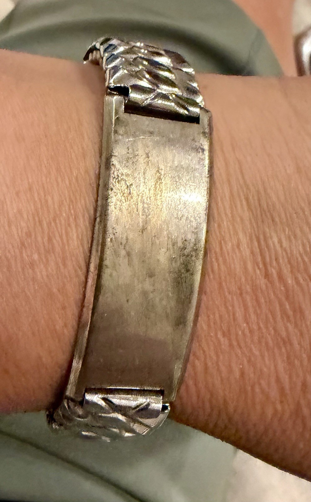 Vtg Sterling Silver Stretch ID Identification Bracelet Not Engraved