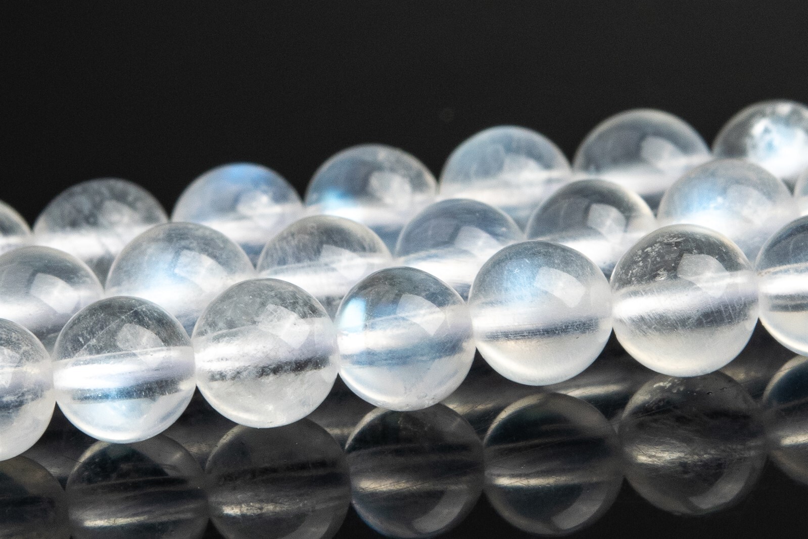 Genuine Natural Transparent Rainbow Moonstone Grade AAA Round Loose Bead 4/4-5MM